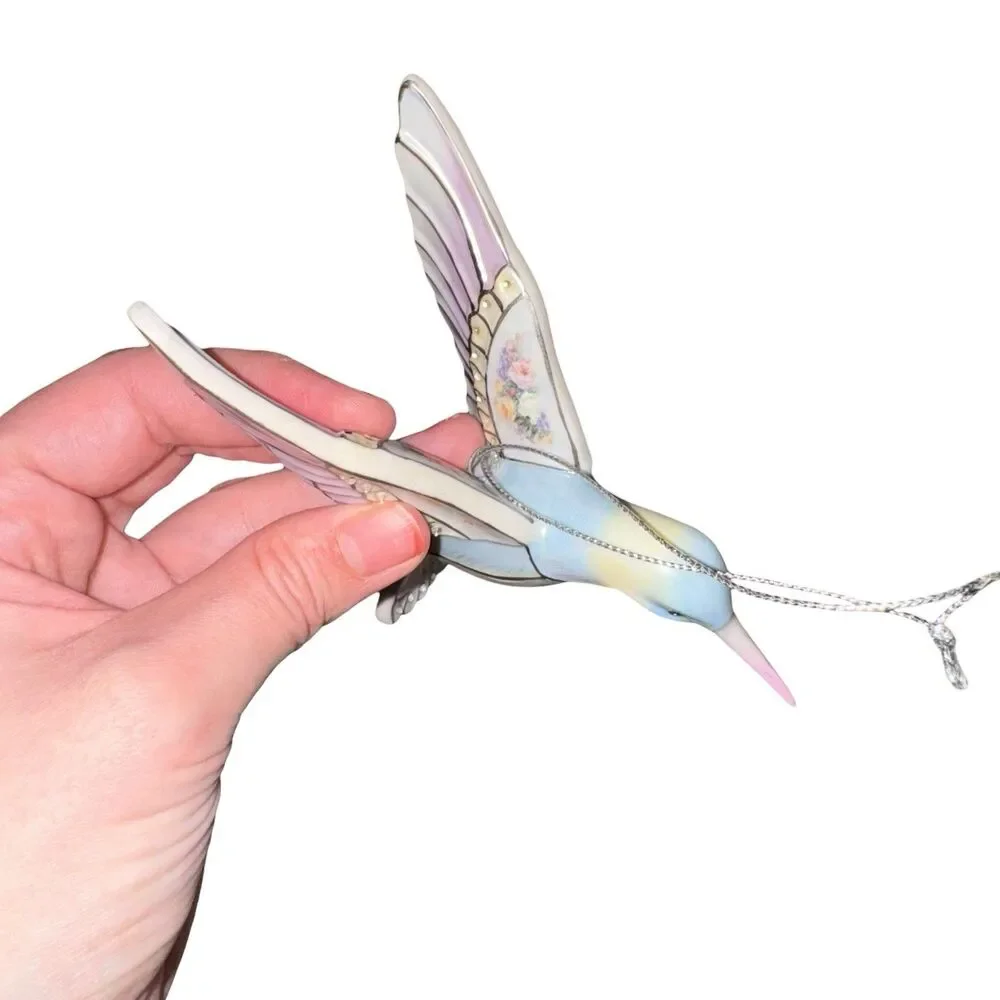 Lena Liu's Crystal Blue Hummingbird Precious Jewels Ornament Bradford Editions‎